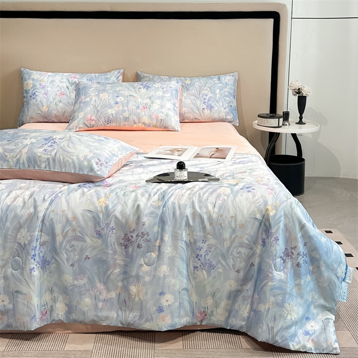 91家纺网 家纺一手货源 找家纺 笙意家纺  2025新款水洗真丝数码印花暗盒款夏被 兰娜
