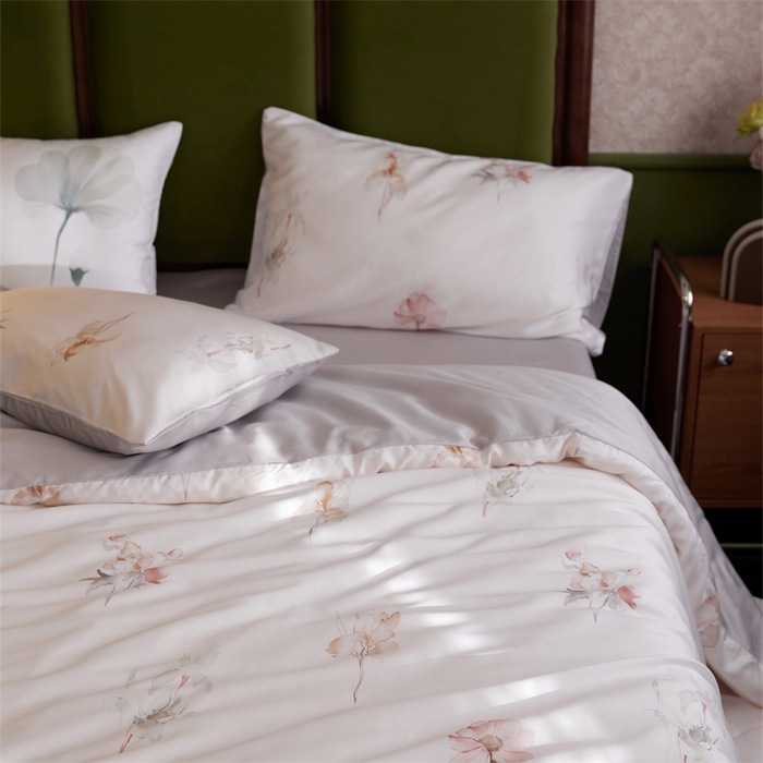 91家纺网 家纺一手货源 找家纺 时年家纺 2025新款莱赛尔天丝印花系列四件套遥花知