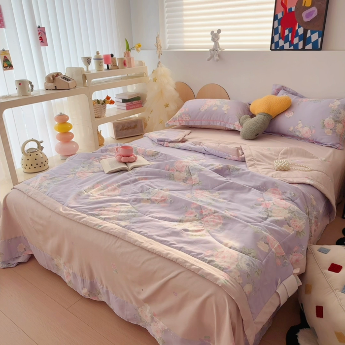 91家纺网 家纺一手货源 找家纺 于果 2025新款全棉纯棉夏被夏凉被空调被四件套 梦柔