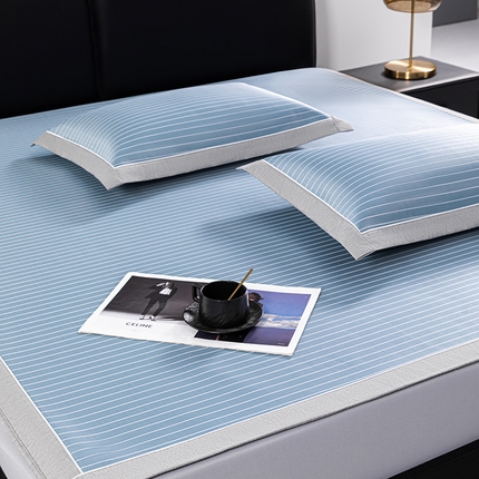 小牛席业 2025新款新款无印风纯色凉感冰丝席系列-床笠款 蓝色