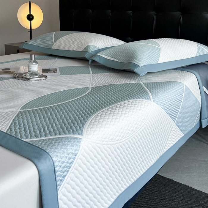 91家纺网 家纺一手货源 找家纺 慕尚家纺 2025新款泡泡大PE提花软席 交织 白蓝