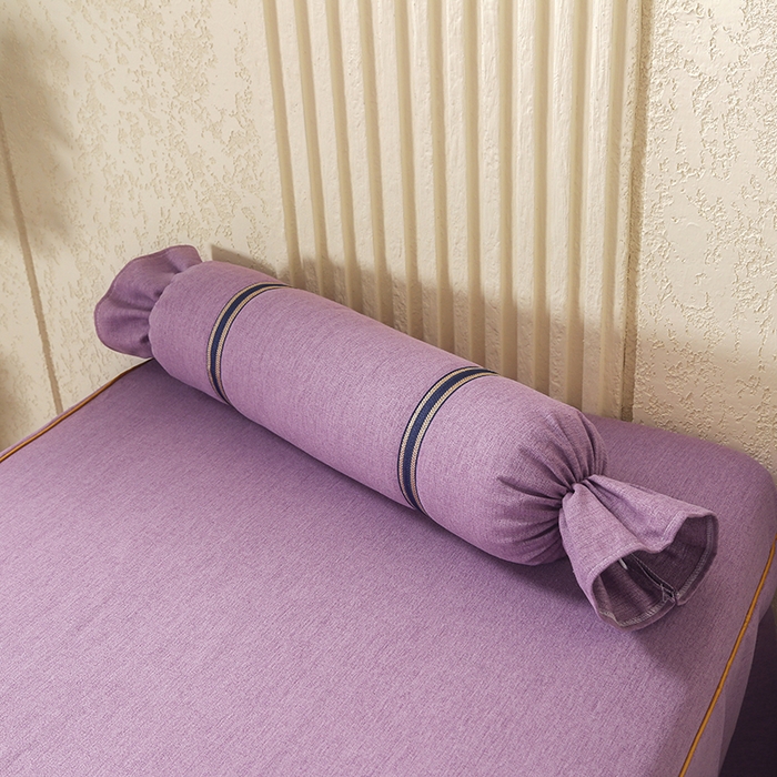 91家纺网 家纺一手货源 找家纺 芙怡 2025春夏新款8023款棉麻绒贴花美 容床罩-花漾系列 花漾-紫