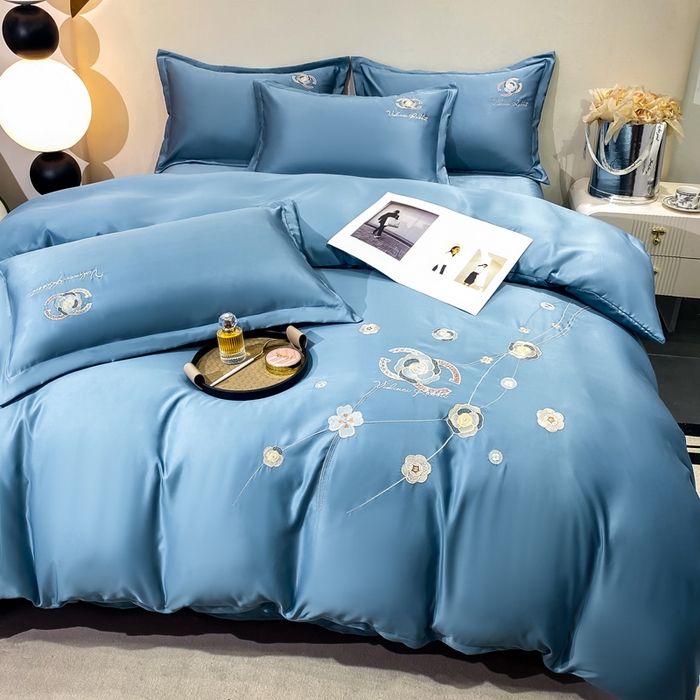 91家纺网 家纺一手货源 找家纺 慧菲 2025新款轻奢水洗天丝四件套-伊恋 伊恋-宾利蓝