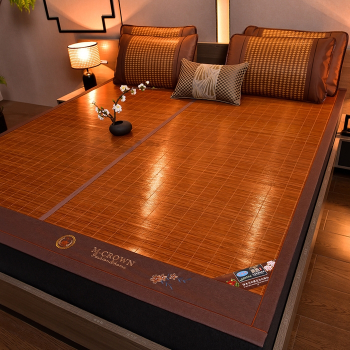 91家纺网 家纺一手货源 找家纺 苏迪凉席竹席2025新款竹席凉席冰丝席碳化双面印花藤草席 雅典-碳化席