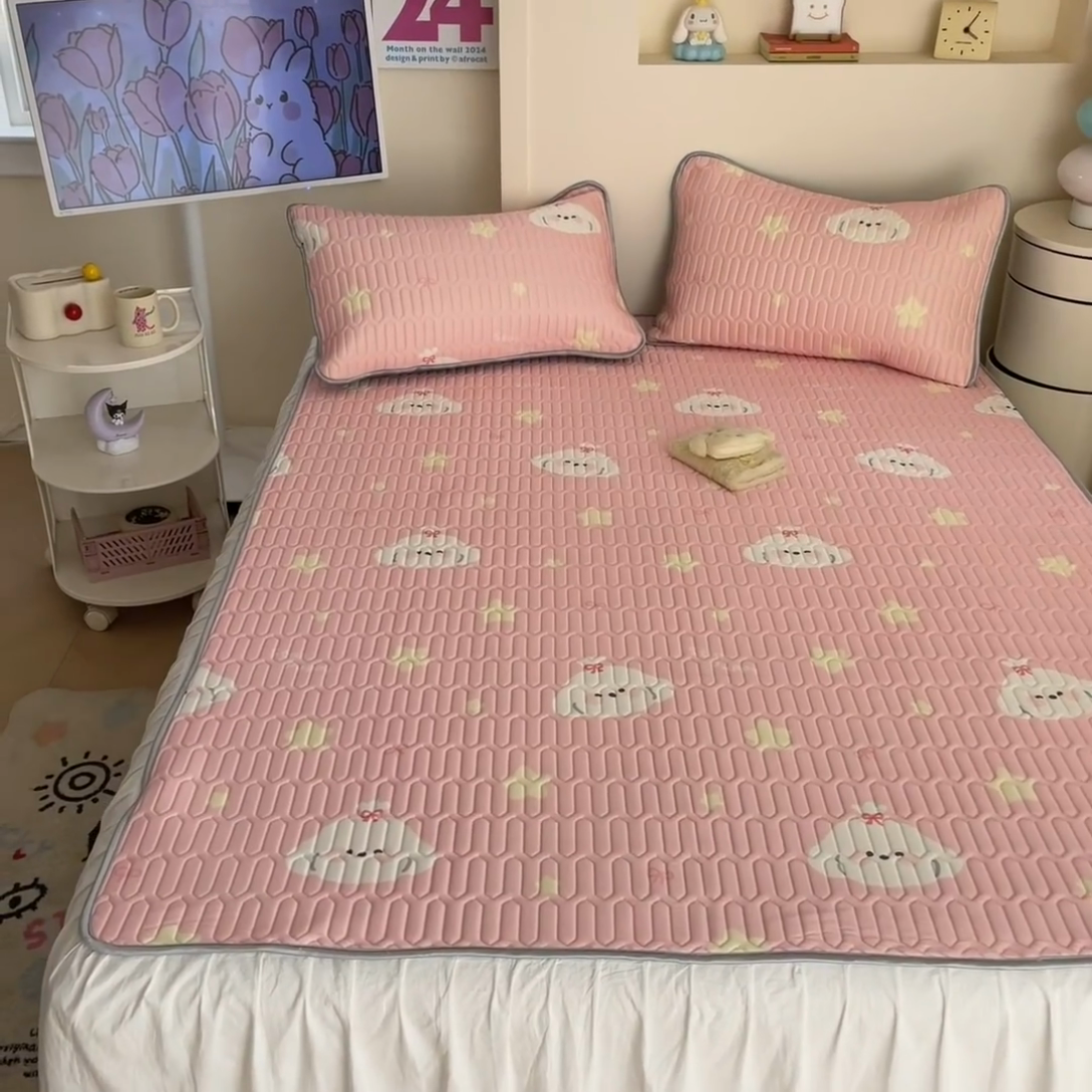 91家纺网 家纺一手货源 找家纺 川悦生活 2025新款小阪凉感丝印花凉席 星梦小狗