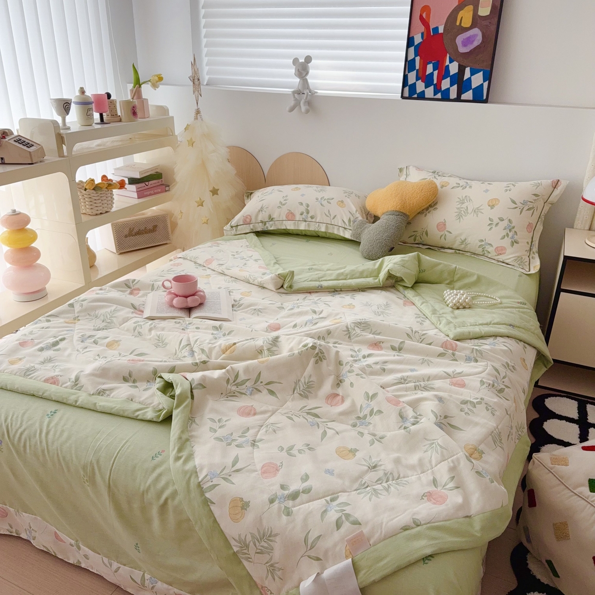 91家纺网 家纺一手货源 找家纺 于果 2025新款全棉纯棉夏被夏凉被空调被四件套 轻婉花语