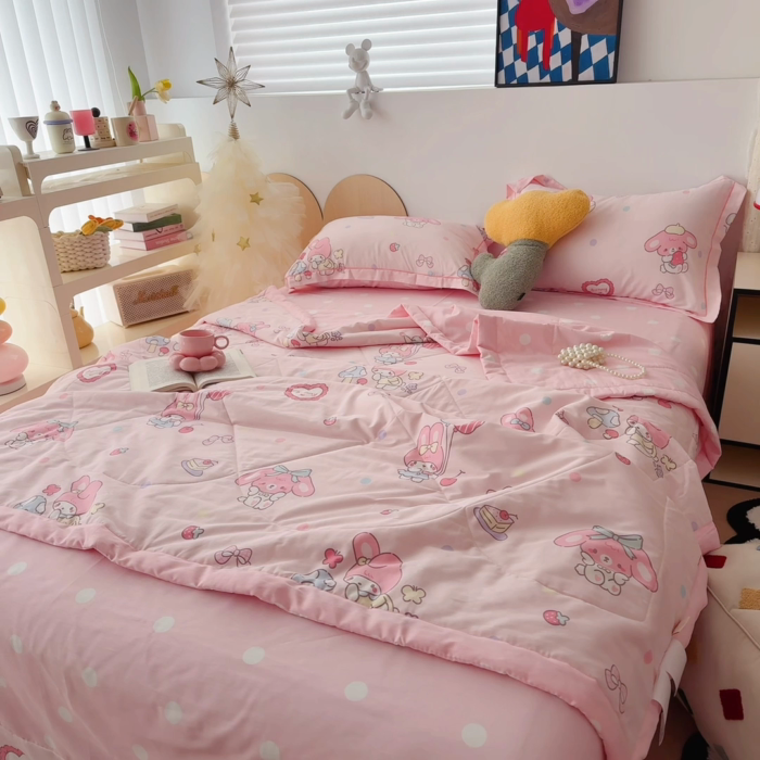 91家纺网 家纺一手货源 找家纺 于果 2025新款全棉纯棉夏被夏凉被空调被四件套 可乐贝儿