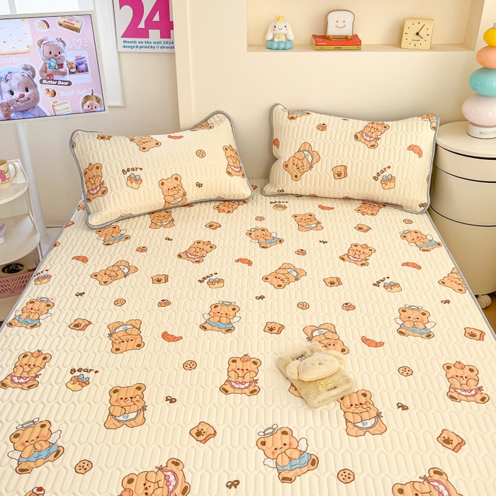 91家纺网 家纺一手货源 找家纺 川悦生活 2025新款小阪凉感丝印花凉席 奶芙熊