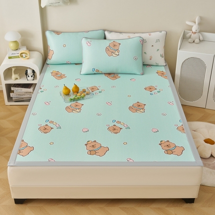 91家纺网 家纺一手货源 找家纺 （总）东宇床垫 2025新款印花3D凉豆豆三明治复合冰豆豆单软席凉席