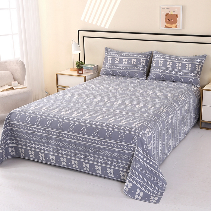 91家纺网 家纺一手货源 找家纺 望淮家纺 2025新款老粗布凉席床单三件套 蝴蝶结