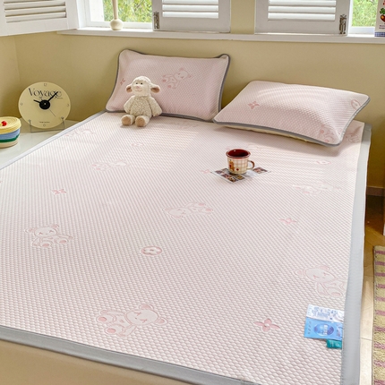 缦卡琳家纺 2025新款按摩豆豆凉席三件套 小熊粉色