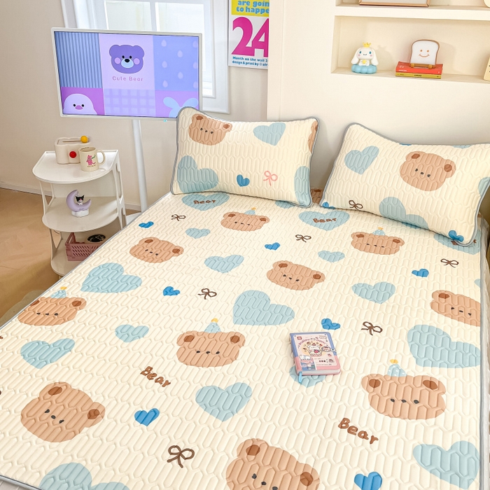 91家纺网 家纺一手货源 找家纺 川悦生活 2025新款小阪凉感丝印花凉席 小熊奶昔