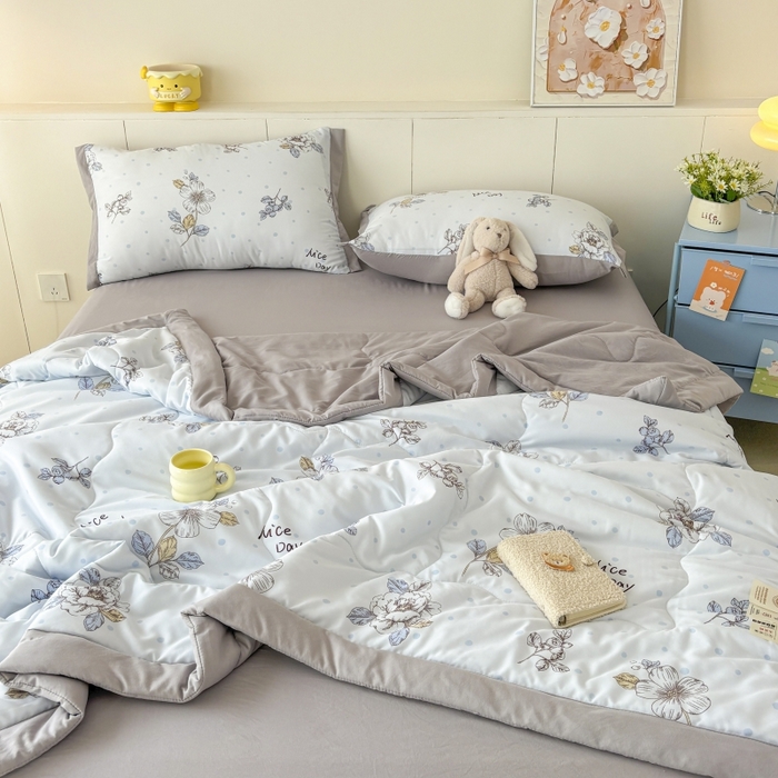 91家纺网 家纺一手货源 找家纺 蕾诺2025春夏新款小清新系列水洗棉夏被夏凉被空调被 幸运波点