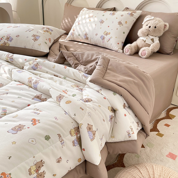 91家纺网 家纺一手货源 找家纺 宜家坊 2025新款全棉夏被碎花卡通小清新简约纯棉夏凉被夏被四件套三件套 卡皮吧啦