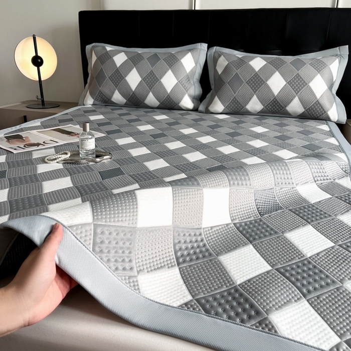 91家纺网 家纺一手货源 找家纺 慕尚家纺 2025新款泡泡大PE提花软席 小灰格