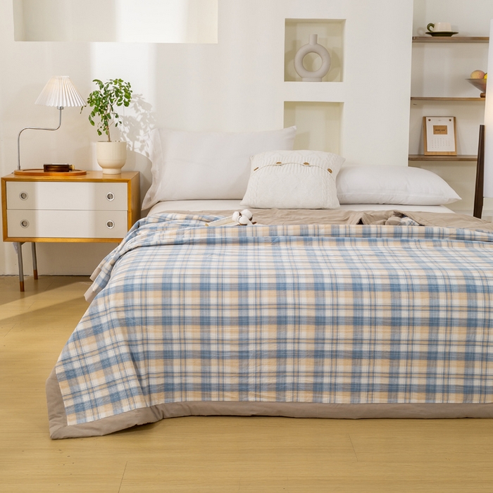 91家纺网 家纺一手货源 找家纺 美梦之都2025新款A类色织水洗棉夏被新疆棉花被空调被夏凉被被子被芯 贝拉-咖