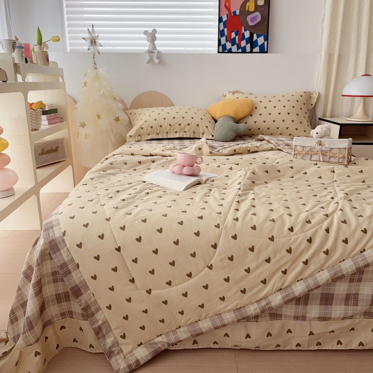 91家纺网 家纺一手货源 找家纺 于果 2025新款全棉纯棉夏被夏凉被空调被四件套 满心欢喜