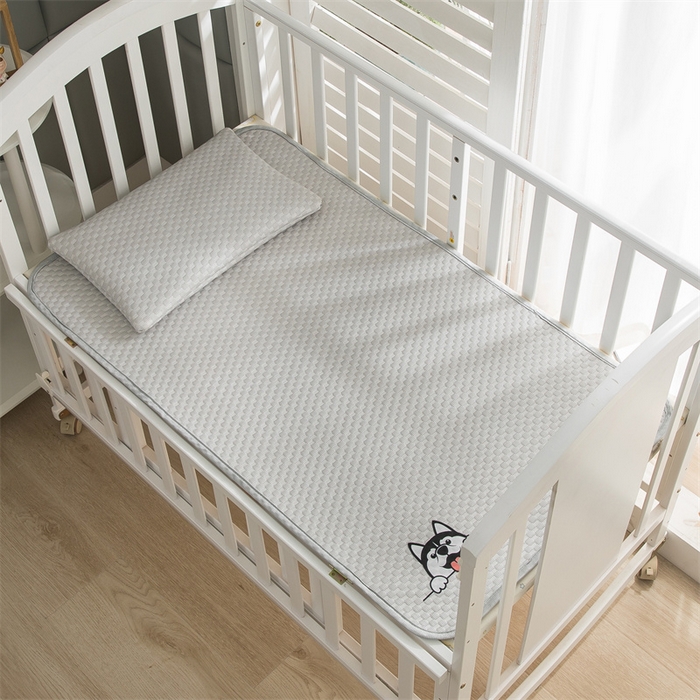 91家纺网 家纺一手货源 找家纺 宅部落 2025新款凉感豆豆儿童卡通凉席 哈士奇-灰