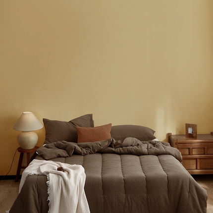 子和家居 2025全棉千鸟格双层纱大豆被 咖色