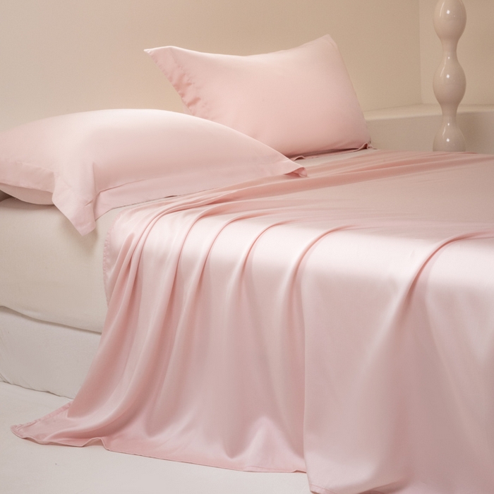 91家纺网 家纺一手货源 找家纺 涵宸 2025新款天丝-天丝棉-纯色单床单-场景2 玫瑰粉