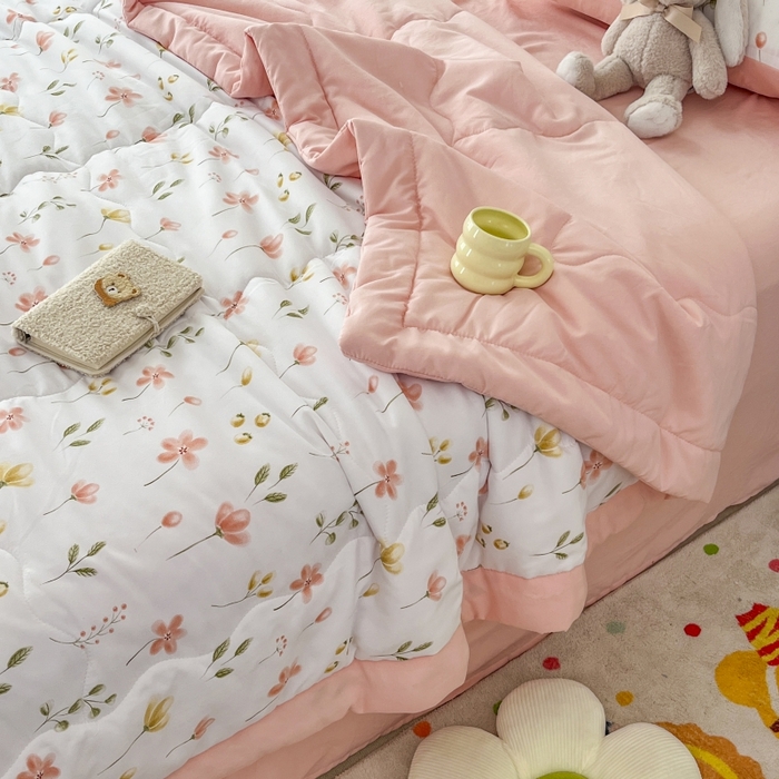 91家纺网 家纺一手货源 找家纺 梦舒羽2025新款小清新系列水洗棉夏被 夏日恋情