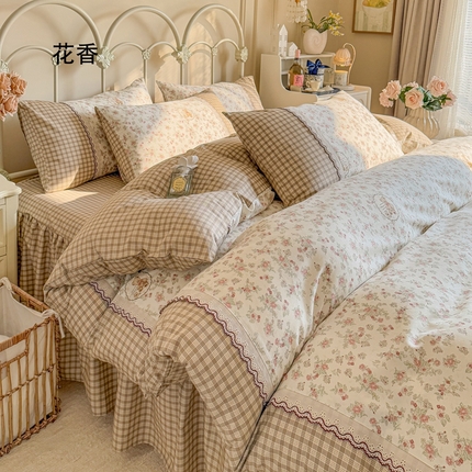 91家纺网 家纺一手货源 找家纺 安莱生活 2025 全棉小碎花刺绣花边款四件套 花香
