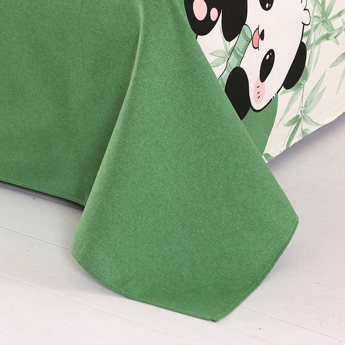 91家纺网 家纺一手货源 找家纺 望淮家纺 2025新款老粗布凉席床单三件套 熊猫抱竹