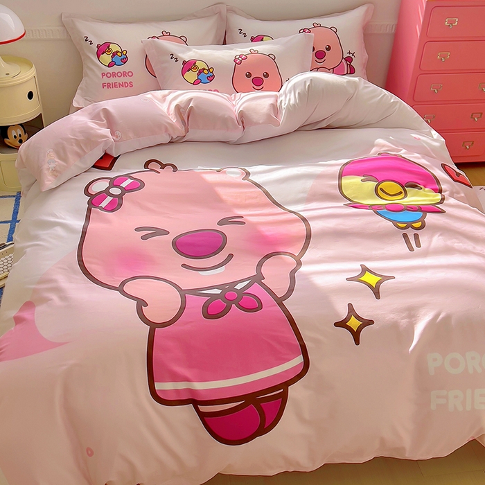 91家纺网 家纺一手货源 找家纺 浩诚 2025新款啵乐乐正版授权全棉纯棉四件套 甜心朋友