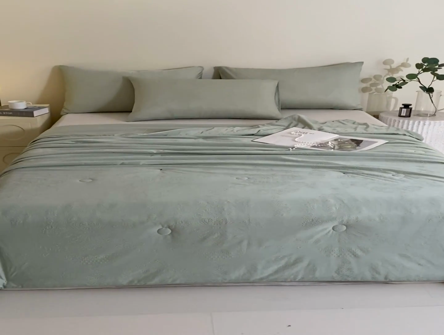 91家纺网 家纺一手货源 找家纺 品乐家纺 2025新款凉感A类可水洗抗菌冰冰被夏被夏凉被空调被被子被芯 冰冰被-绿