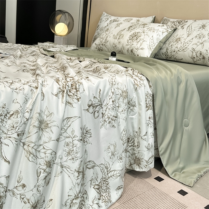 91家纺网 家纺一手货源 找家纺 笙意家纺  2025新款水洗真丝数码印花暗盒款夏被 时宜