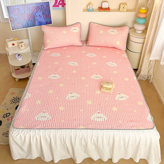 91家纺网 家纺一手货源 找家纺 川悦生活 2025新款小阪凉感丝印花凉席 星梦小狗