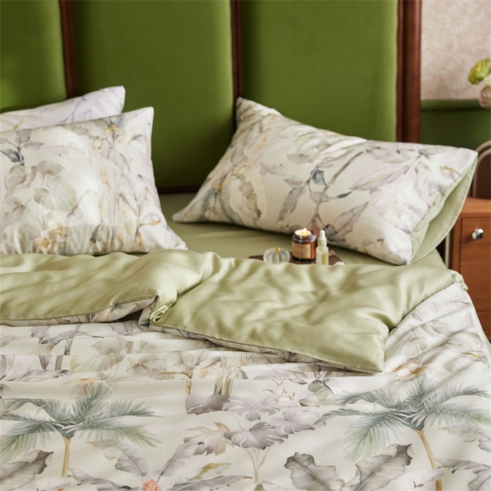 91家纺网 家纺一手货源 找家纺 时年家纺 2025新款莱赛尔天丝印花系列四件套栖鸣