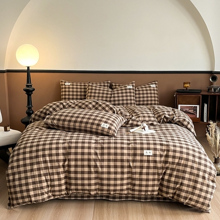 21度C 2025复古风全棉A类母婴级四件套 夏沫咖