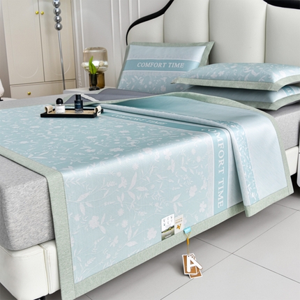 91家纺网 家纺一手货源 找家纺 （总）小牛席业 2025新款琉璃叶语-碳光冰丝席系列凉席藤席冰藤席冰丝席竹席空调席乳胶席凉感豆豆席