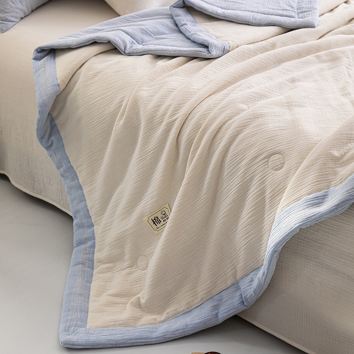 91家纺网 家纺一手货源 找家纺 吾诺 2025 纯色全棉泡泡双层纱夏被大豆夏被子被芯夏被四件套夏凉被空调被 仙仙米