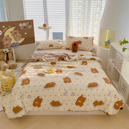 贝扬思 2025新款水洗皱皱纱系列夏被夏凉被空调被（风格一） 冷库卡皮-米