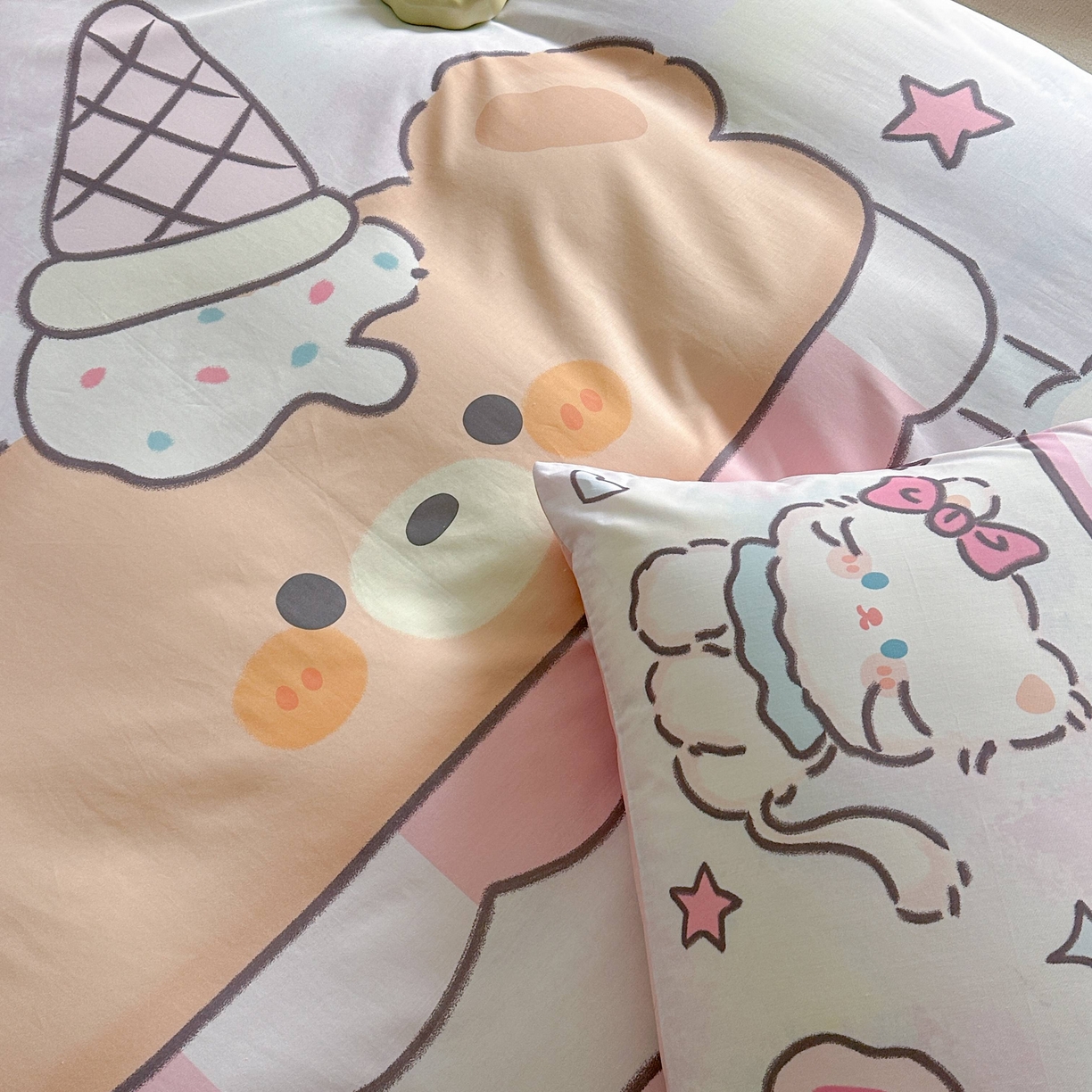 91家纺网 家纺一手货源 找家纺 美乐迪家纺 2025新款大版全棉四件套 冰淇淋小站