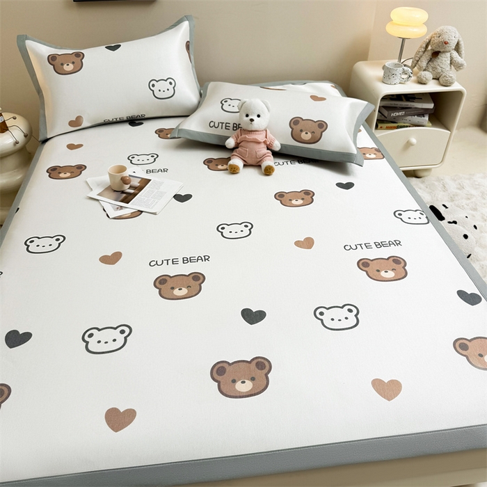 91家纺网 家纺一手货源 找家纺 （总）雯豆2025夏季新品冰藤印花凉席三件套平铺绑带款冰丝凉席三件套