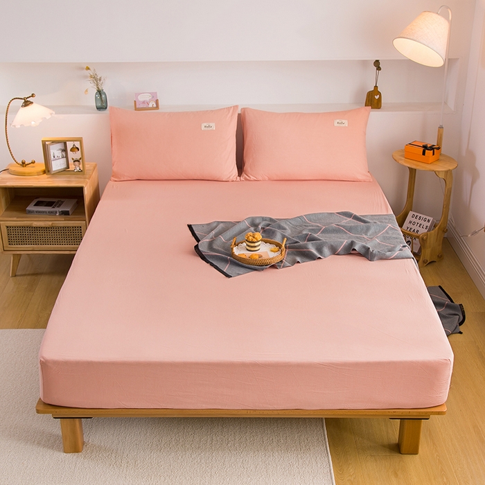 91家纺网 家纺一手货源 找家纺 柠萌家居 2025新款A类全棉色织水洗棉单床笠 玉色