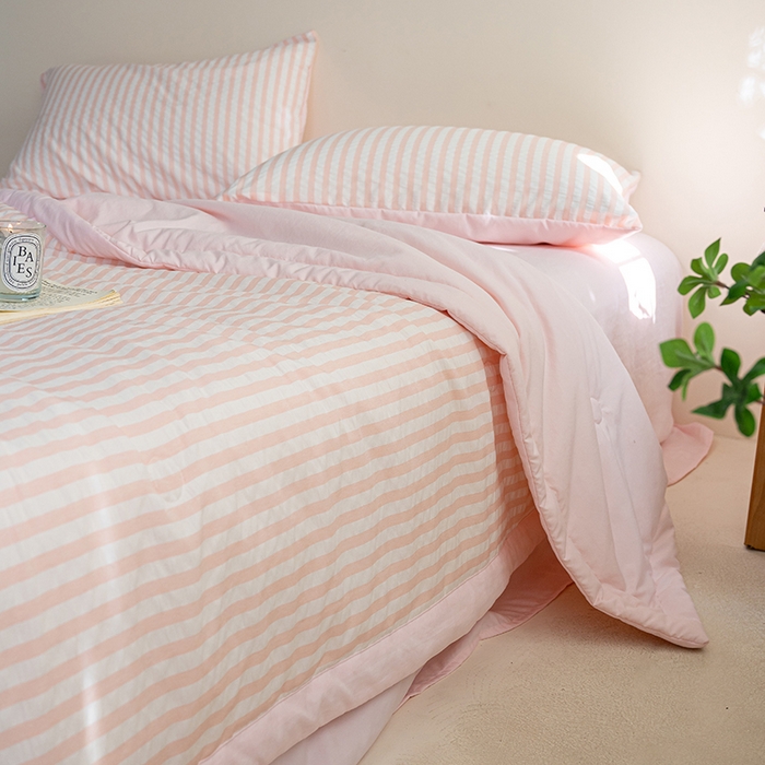 91家纺网 家纺一手货源 找家纺 吾诺 2025 色织立体泡泡棉彩虹系列大豆夏被子被芯夏凉被空调被 彩虹-粉