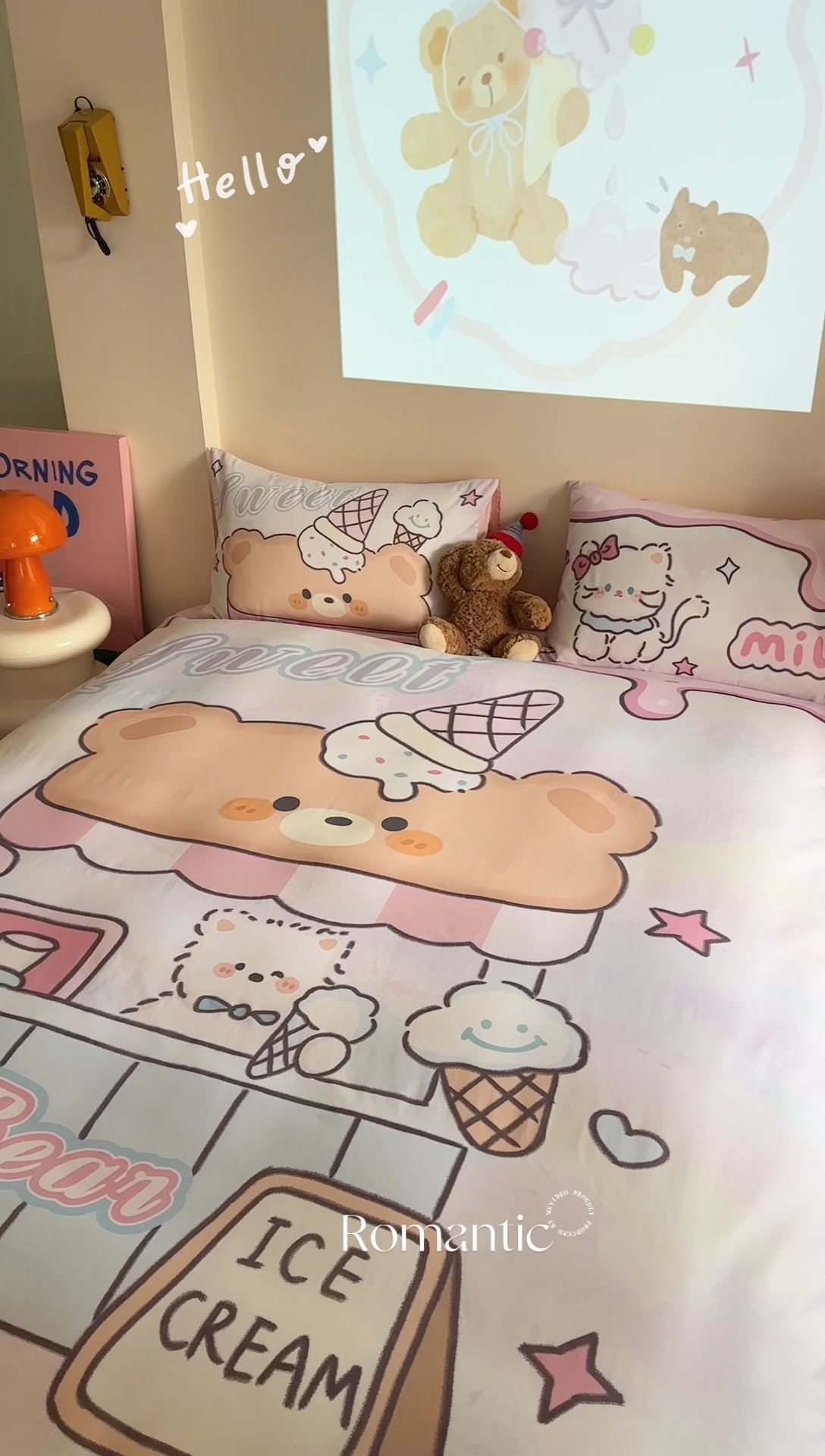 91家纺网 家纺一手货源 找家纺 美乐迪家纺 2025新款大版全棉四件套 冰淇淋小站