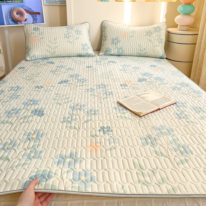 91家纺网 家纺一手货源 找家纺 川悦生活 2025新款小阪凉感丝印花凉席 水色花语