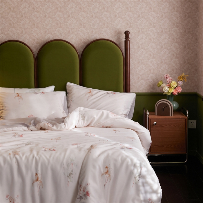 91家纺网 家纺一手货源 找家纺 时年家纺 2025新款莱赛尔天丝印花系列四件套遥花知