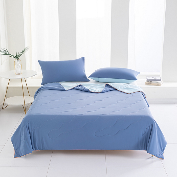 91家纺网 家纺一手货源 找家纺 吾诺 2025 锦氨凉感夏被双感被大豆夏被子被芯凉感丝夏被瓜瓜被 宝蓝-浅兰