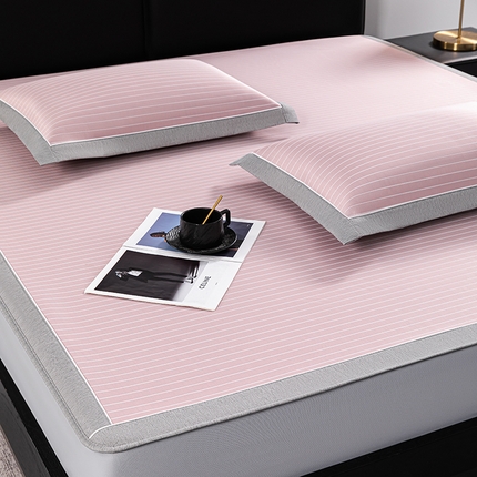 小牛席业 2025新款新款无印风纯色凉感冰丝席系列-床笠款 粉色