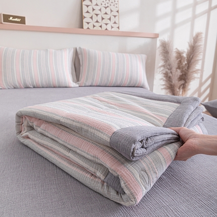 91家纺网 家纺一手货源 找家纺 （总）吾诺 2025 全棉色织泡泡棉双层纱夏被大豆夏被全棉夏被四件套被子被芯