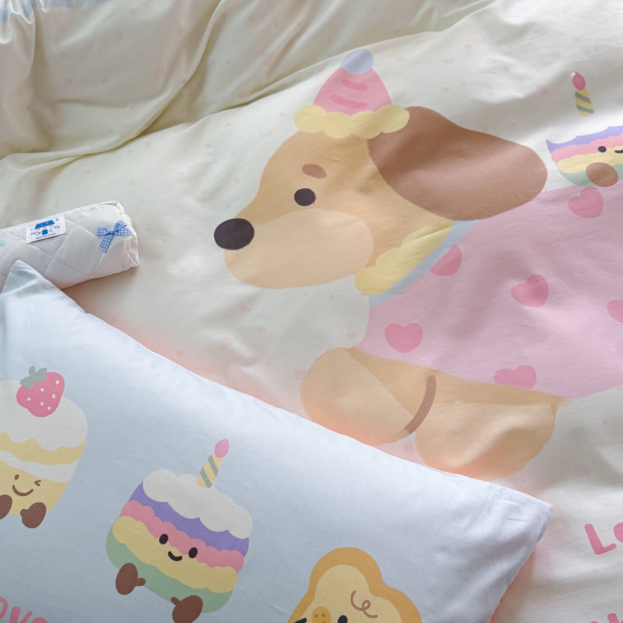 91家纺网 家纺一手货源 找家纺 美乐迪家纺 2025新款大版全棉四件套 蛋糕腊肠狗