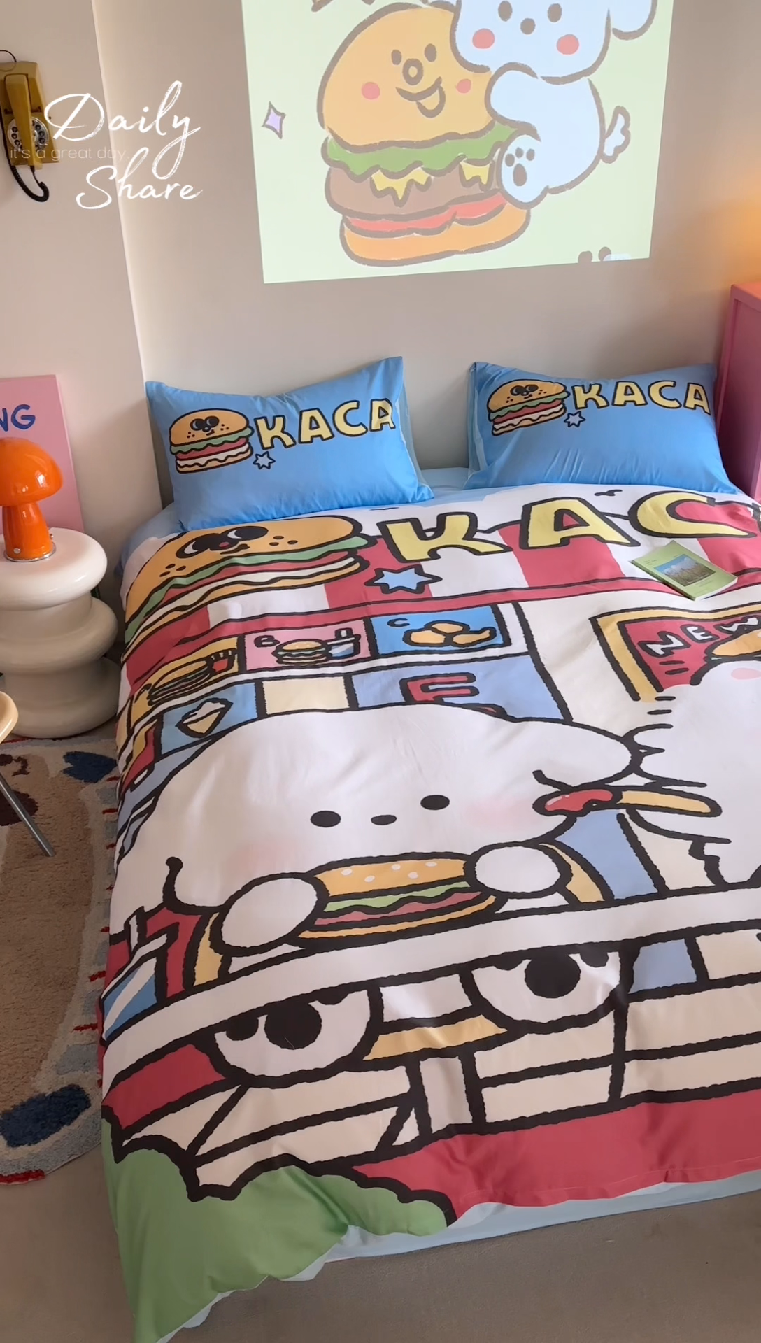 91家纺网 家纺一手货源 找家纺 美乐迪家纺 2025新款大版全棉四件套 汉堡伙伴