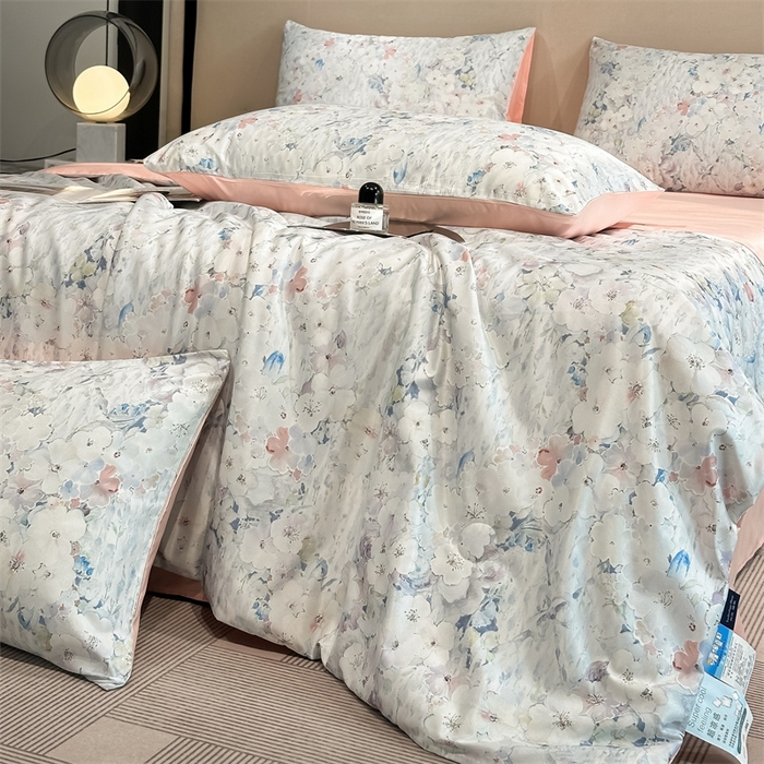 91家纺网 家纺一手货源 找家纺 笙意家纺  2025新款水洗真丝数码印花暗盒款夏被 乔温