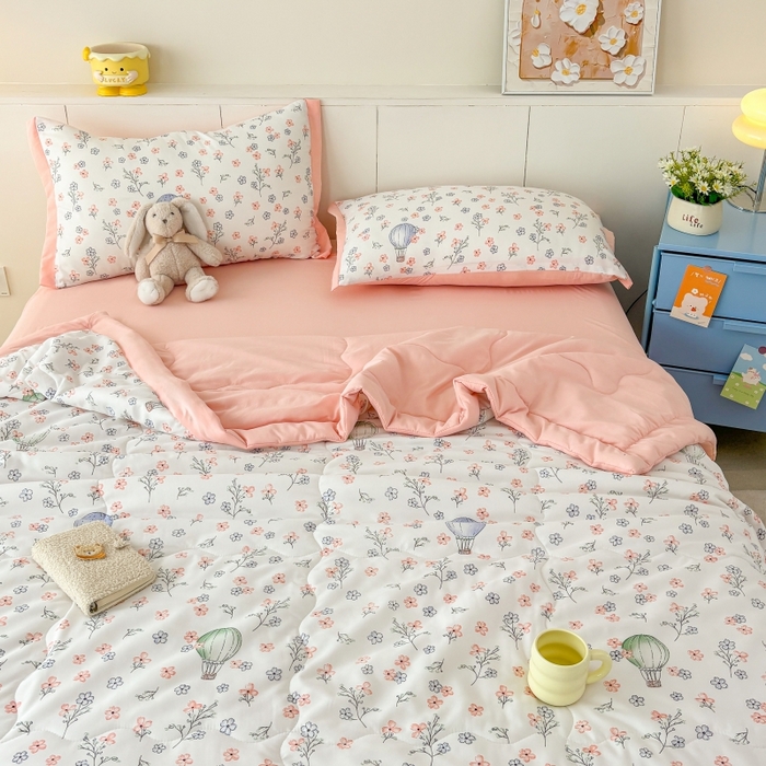 91家纺网 家纺一手货源 找家纺 梦舒羽2025新款小清新系列水洗棉夏被 盛夏花园